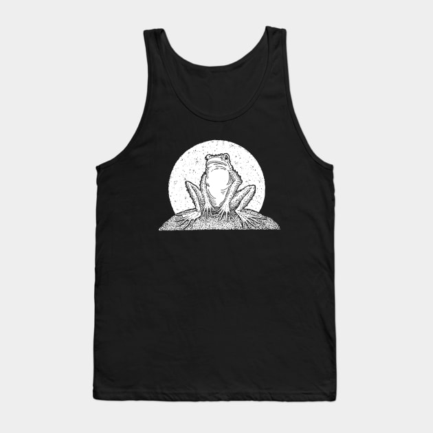 Sad Frog Sitting In Vintage Outline, Cottagecore Toad, Cute Romantic Froge Tank Top by Ministry Of Frogs